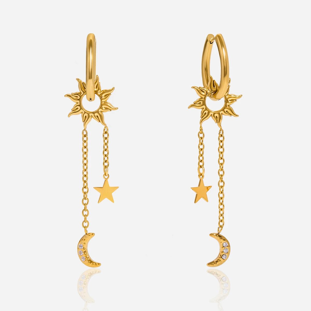 Celestial Star & Sun Drop Earrings